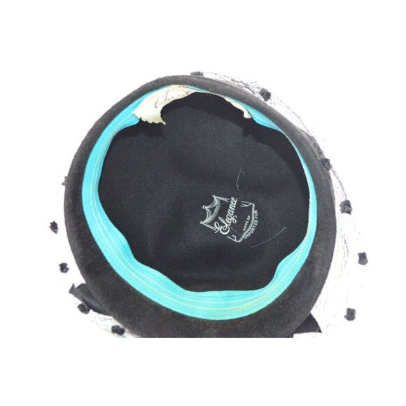 Cherry and Webb Mid Century Black Imported Fur Ribbon Netted Bucket Dress Hat - Picture 4 of 7